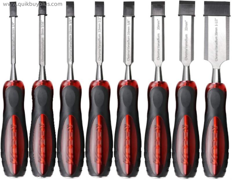 Professional Woodworking Chisel Tool Kit, Sturdy Chrome Vanadium Steel Woodworking Woodcarving Chisel DIY Wood Hand Chisel Wood Bevel Chisel Tool for Beginners, Professional Carpenters