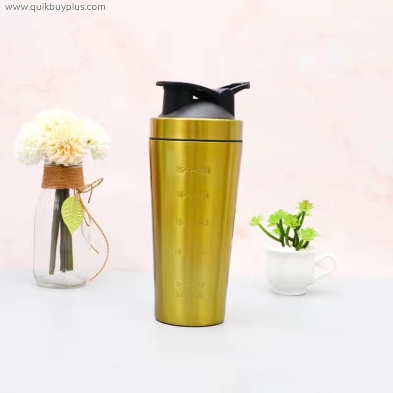Protein Shaker Bottle 304 Stainless Steel Vacuum Insulation Water Cup with Mixing Ball BPA Free Leak Proof Sport Fitness Kettle