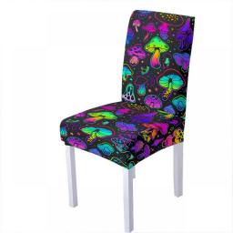 Psychedelic Mushroom Print Spandex Chair Cover for Dining Room Summer Chairs Covers High Back for Living Room Party Decoration