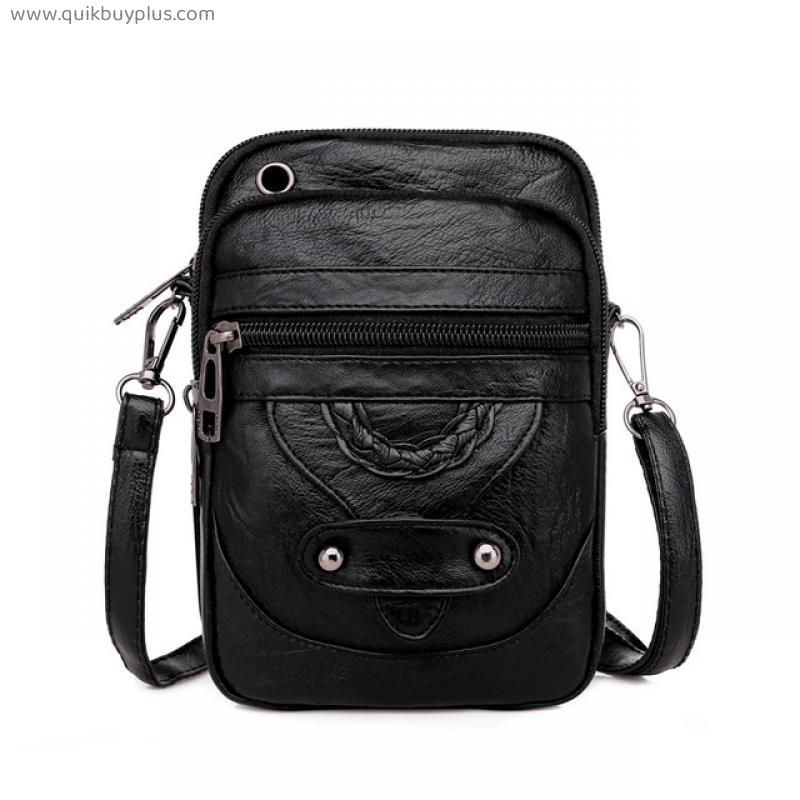 Pu Soft Leather Women Handbags Fashion Shoulder Bag Cell Phone Purse Small Crossbody Bag Vintage Ladies Flap Bag Female