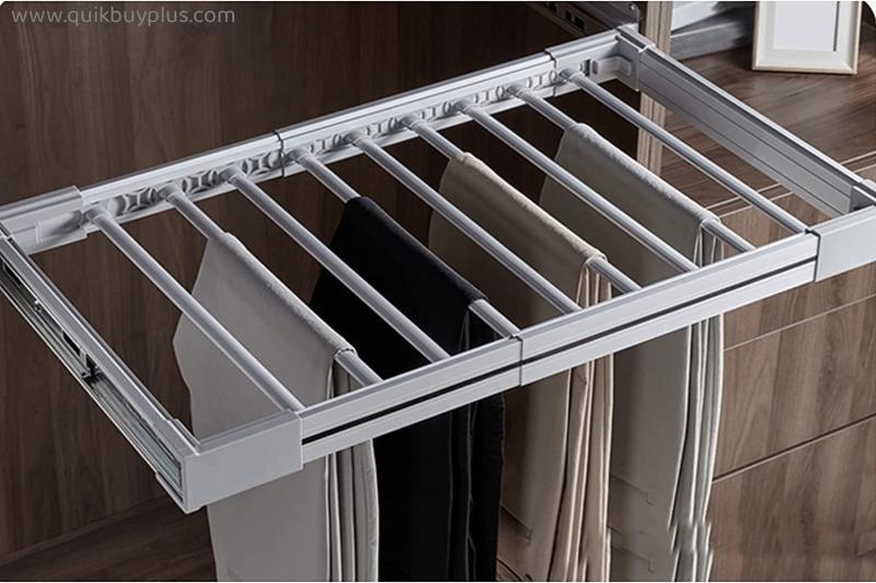 Pull Out Trousers Hanger Rack Pants Hanger Bar, Retractable Clothes Organizers Shelf,Closet Wardrobe Rack for Hanging Clothes for Home Closet,Space Saving and Storage/White/60-85Cm