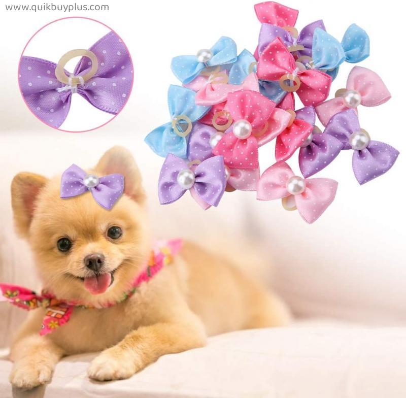 Puppy Hair Clips, Dog Hair Ties, Comfortable Bow Pattern Design Fashionable Durable 20pcs for Pet Dog, Cat