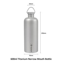 Pure Titanium Water Bottle with Lid Narrow Mouth Bicycle Drinkware Outdoor Camping Cycling Hiking Sports Cup Kettle 400ml 600ml