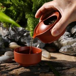 Purple Sand Tea set Include 1 Pot 1 Cup, Travel Teapot elegant gaiwan, Handmade Beautiful and easy kettle, kung fu teaset