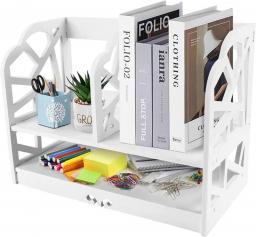 QIAOLI 2 Tier Wood Desktop Bookshelf Storage Organizer Display Shelf Rack Multipurpose Counter Top Bookcase For Office Supplies