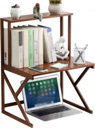 QIAOLI 2 Tiers Wood Desktop Bookshelf Printer Stand Desk Organizer Multifunction Storage Rack Display Shelf For Office Supplies
