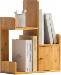 QIAOLI Creative Desktop Bookshelf Bookcase With Drawer Office Storage Rack Wood Display Shelf For Office Supplies Desk Organizer