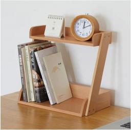 QIAOLI Desktop Double Shelf Bookshelf Storage Rack Simple Bookshelf Suitable For Desktop Wooden Article Organizer Home And Office