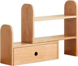 QIAOLI Expandable Wood Desktop Bookshelf With Drawer Adjustable Display Shelf For Office Supplies Desk Organizer Storage Rack