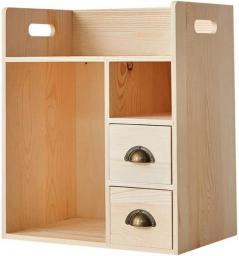 QIAOLI Wood Desktop Bookshelf With Drawers Desktop Storage Organizer Display Shelf Rack For Home Office Supplies Desk Organizer
