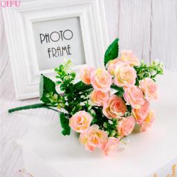 QIFU Mini Rose 1 Bouquet Artificial Silk Flower Branches Fake Flowers Artificial Flowers For Decor Wedding