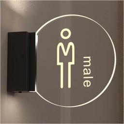QINTH LED Restroom Sign, Wall Mount Ladies Mens Bathroom Sign, Double-Sided Luminous Sign, Edge Lighting, Acrylic Decor Sign, Restroom Signs For Business