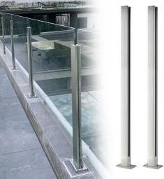QIaoob Stainless Steel Toughened Glass Balustrade Posts with Installation Kit, Garden Glass Fencing Pole Railings Posts for 8-16mm Toughened Glass