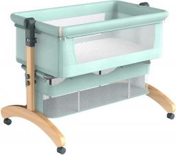 QTFBYT 3-in-1 Bedside Baby Crib,Portable Crib Travel Cot New-Born Sleepy Baby Artifact With Shading Net And Bottom Storage Basket Bed,Green Happy Life