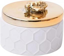 QWZYP Jewelry Storage Round Shape Bee Insect Lid Ceramic Honeycomb Jewelry Box (Color : A, Size : One Size)