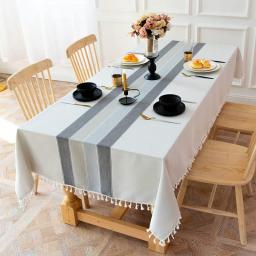 Qiden Table Cloth, Tablecloths for Rectangle Tables Tassel Cotton Linen Table Cover Outdoor Table Cloths for Parties Rustic Countryside Kitchen Dining Table Clothes-Macaron-55 x94