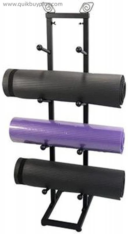 QinWenYan Yoga Mat Storage Rack Floor Stand Yoga Mat Rack Foam Roller Holder Shelf For Home Gym Exercise Mats/Pilates Mats Organize Racks Holds 4 Mats for Home (Color : Black, Size : 23x40x115 cm)