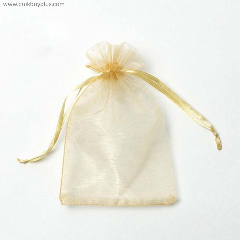 RE 100pcs 22 Colors 7x9 9x12cm 10x15 13x18cm Wedding Christmas Gift Drawable Organza Bags Jewelry Packaging Display & Pouches 13