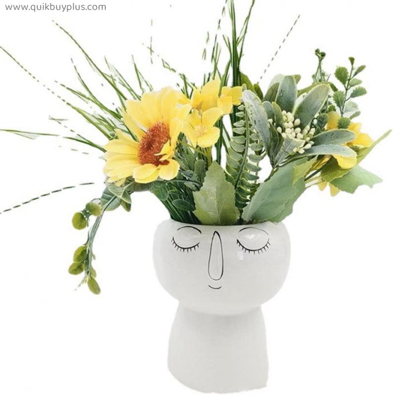 RFZHANZ Abstract Human Face Art Ceramic Vase, Creative And Fashionable Floral Vases, For Home Office Wedding Holiday Party And Events Decoration