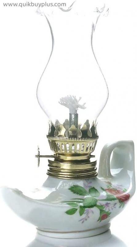 RIIGOOG 5.90 Inches High Craft Small Oil Lamp Home Illumination Desk Lamp Oil Lamp Smoke Free Ghee Lamp Nostalgic Glass Changming Kerosene Lamp for Restaurant Office Bedroom