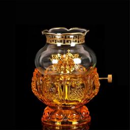 RIIGOOG Liquid Butter Lamp for Buddha Lamp Household Crystal Dimming Windproof Oil Lamp Buddha Hall for Lamp Long Light Round Body Butter Lamp for Bedroom Restaurant Office
