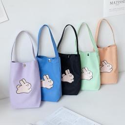 Rabbit hand canvas bag mobile phone bag milk tea cup bag cute tote bag female small cloth bag kawaii storage bag
