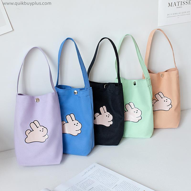 Rabbit hand canvas bag mobile phone bag milk tea cup bag cute tote bag female small cloth bag kawaii storage bag