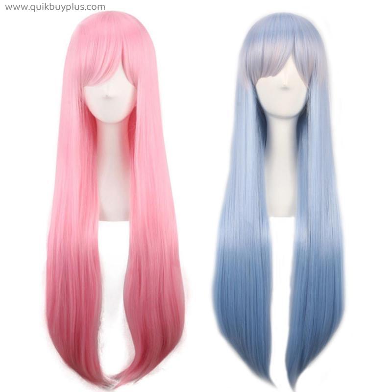 Ram or Rem Cosplay Wigs Re:life in a Different World from Zero Pink BlueLong Straight Synthetic Hair Wigs for Adult 80cm