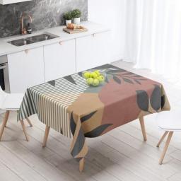 Rectangular Tablecloths Tropical Plants Leaves Moon Brown Green Elegant Kitchen Decor Waterproof Anti-stain Film for The Table
