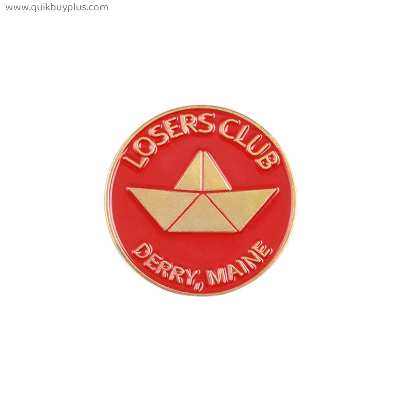Red Black Boat Pins Losers Club Enamel Metal Pins Two-color Couples Brooches Badges Lapel Clothes Bag Pins Women Jewelry Gifts