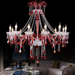 Red K9 Crystal Chandelier Lustre Crystal Chandeliers Light Lustres De Cristal Chandelier LED  Villa Red Lamp Living Room