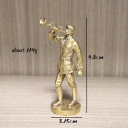 Red Revolutionary Volunteer Army Bugler Solider Brass Sculpture Vintage Chinese Warrior Trumpeter Figurines Ornament Decorations