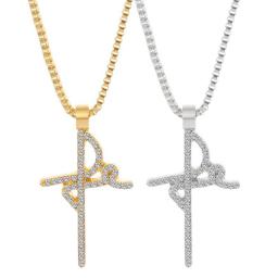 Religious FE Cross Pendant Necklace Classic Belief Faith Cubic Zirconia Cross Necklaces For Women Men Jewelry Gifts