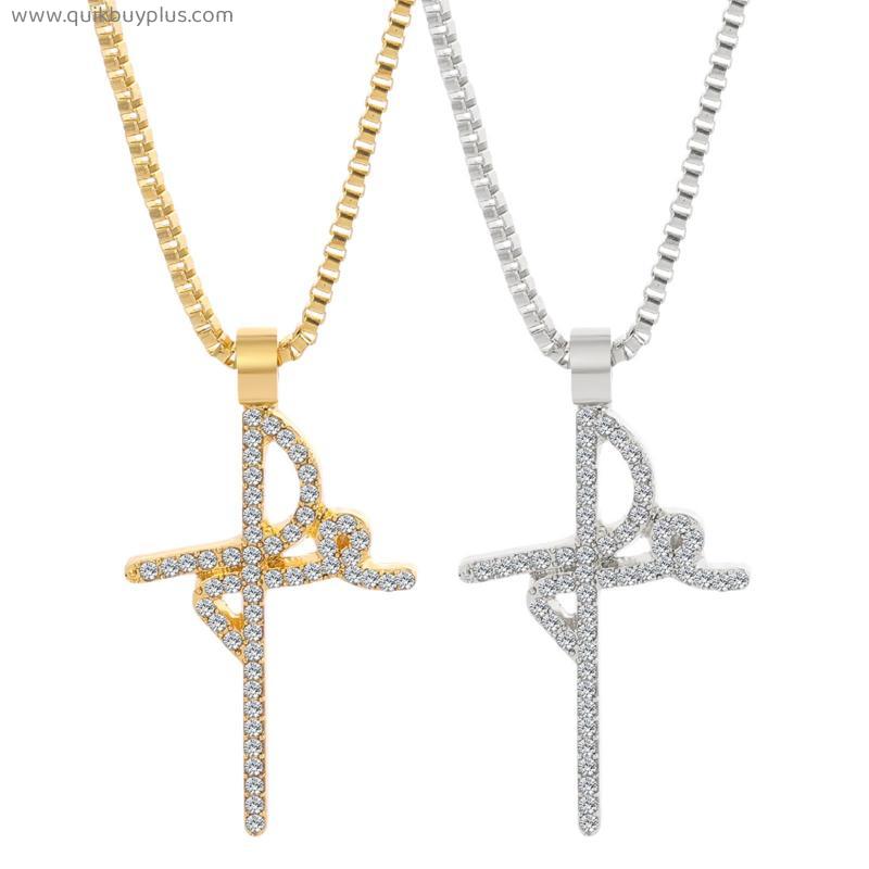 Religious FE Cross Pendant Necklace Classic Belief Faith Cubic Zirconia Cross Necklaces For Women Men Jewelry Gifts