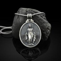 Religious Series Mens Vintage Virgin Mary Christian Pendant Necklace For Men Women Stainless Steel Necklace Faith Punk Necklaces