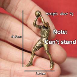 Retro Brass Basketball Superstar Classic Shooting Posture Miniatures Figurines Souvenir Gifts For Fans Key Chain Pendant Jewelry