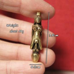 Retro Brass Nude Female Mini Funny Male Penis Miniatures Figurines Desktop Ornament Crafts Collection Key Chain Pendants Jewelry