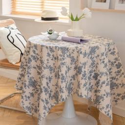 Retro Flower Print Tablecloths Cotton Linen Coffee Table Dining Cover Table Cloth Dining Table Desk Background Fabric