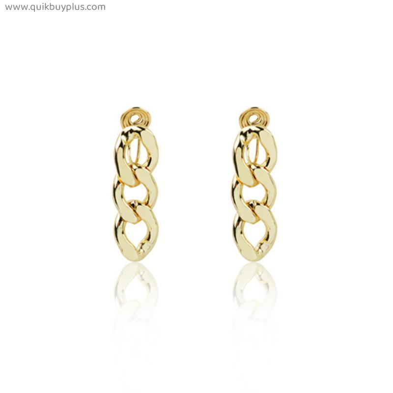 Retro Gold Metal Chain Long Clip on Earrings Without Ear Holes Ins Temperament Mosquito Coil Ear Clips for Woman Jewelry