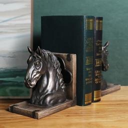 Retro Home Decor Accessories Horse Head Sculpture Ornaments Bookshelf Decoration Bookends Creative Desktop Resin Animal Statues