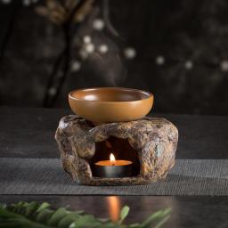 Retro Japanese Stoneware Clay Stone Warm Tea Stove Candle Heating Teapot Stove Kung Fu Tea Set Ceramic Tea Warmer Cup