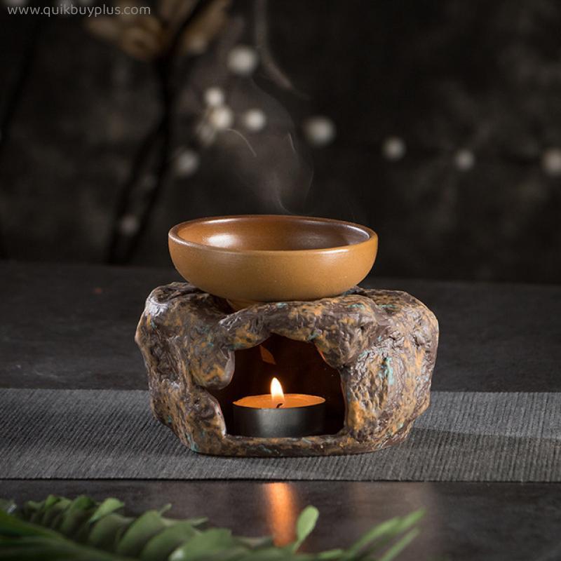 Retro Japanese Stoneware Clay Stone Warm Tea Stove Candle Heating Teapot Stove Kung Fu Tea Set Ceramic Tea Warmer Cup