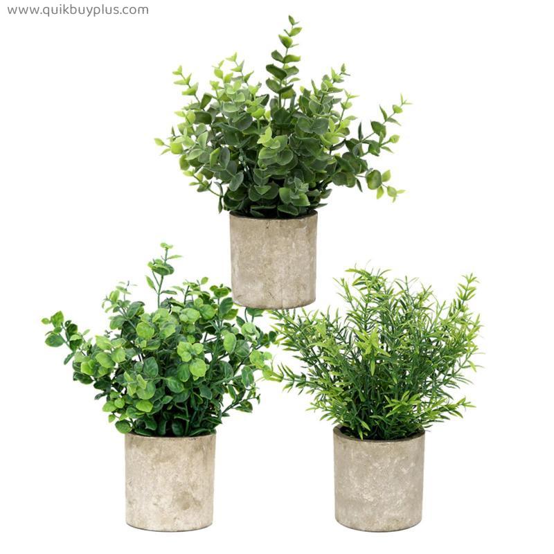 Retro Pulp Pot Simulation Green Plants Small Potted Artificial Flowers Decorative Plants Bonsai Ornaments