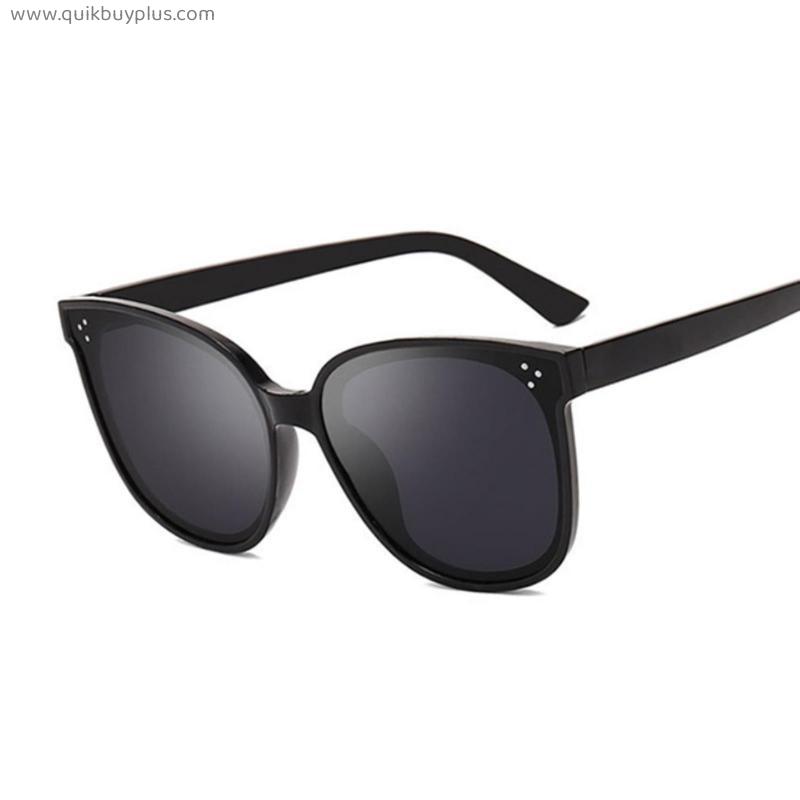 Retro cat eye sunglasses female brand designer large frame sunglasses female cat eye shape retro rivet black glasses