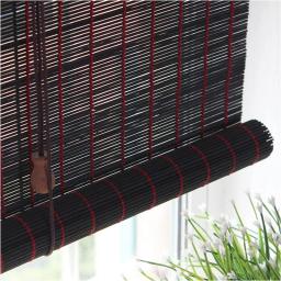 Roller Shades Deck Gazebo Blinds, Black Bamboo Curtain for Window, Indoor Outdoor Roll-up Screen with Fitting, 3/2.8/2.6/2.2/1.8/1.6 M Height (Size : 120×120cm/47×47in)