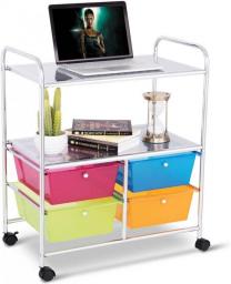 Rolling Storage Cart Kid Toy Store Organization Accessories Rack Tools Home Improvement Salon Utility Shelves Material Products Standing Shelf Units Drawers with Round Knob 4 Universal Wheels