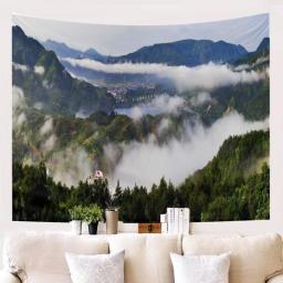 Room Decor For Bedroom Aesthetic Green Nature Landscape Mountain Forest Print Wall Hanging Tapestry Bedroom Living Room Decorative Tapestry 200*150cm