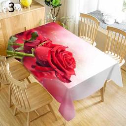 Rose Flower Printing Rectangular Tablecloths for Table Wedding Decoration Waterproof Coffee Table Cover Anti-stain