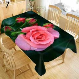 Rose Flower Printing Rectangular Tablecloths For Table Wedding Decoration Waterproof Coffee Table Cover Anti-stain