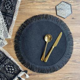 Round 38cm Nordic Style Anti-slip Kitchen Placemat Coaster Jute Weave Pad Dish Mug Coffee Cup Table Mat Restaurant Home Decor